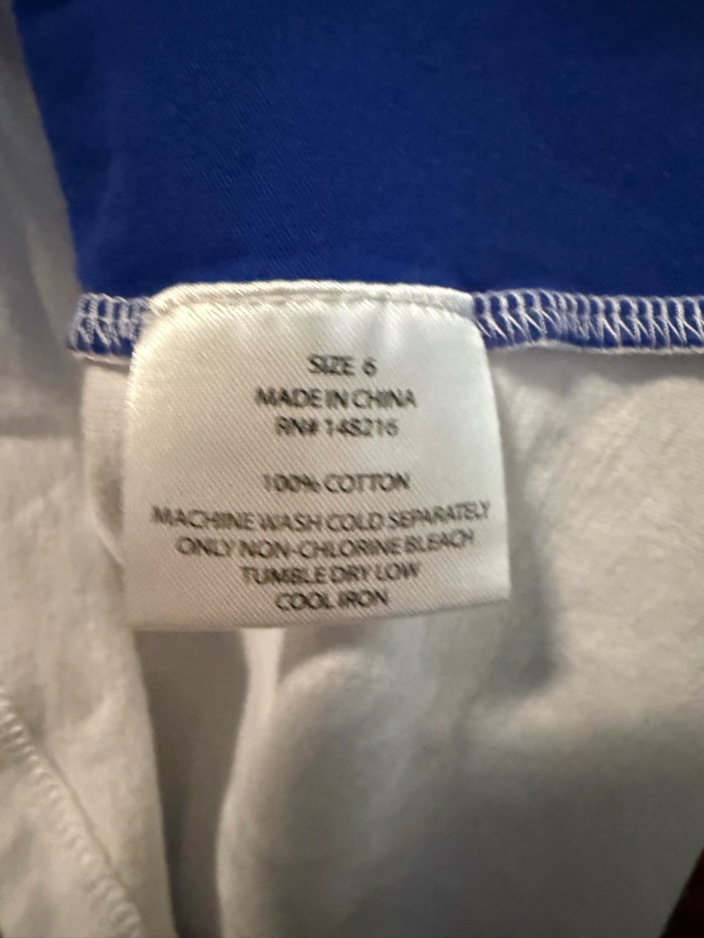 White & Royal Blue Short Sleeve Kids equestrian show shirt - Picture 3 of 4